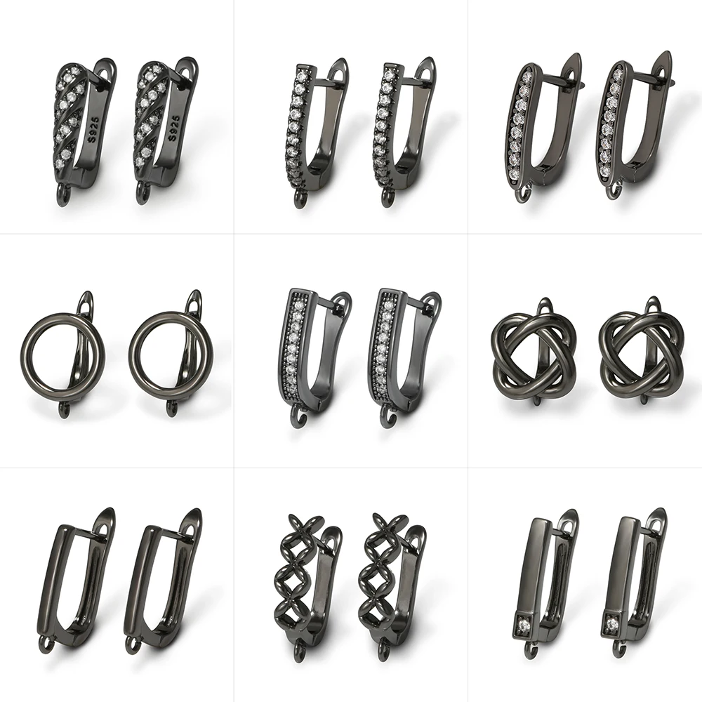 YANASI 1 Pair Gun Black  Brass Earrings Hooks for DIY Woman Jewelry Making Supplies Findings Accessories Anti-allergy