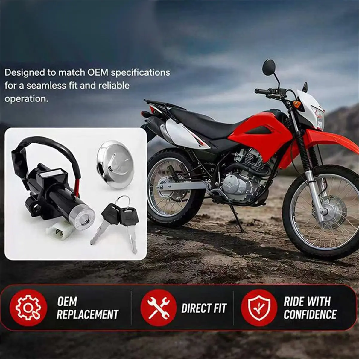 Compatible Motorcycle Ignition Switch Lock with Keys for XR150 XR150L Tank Cap