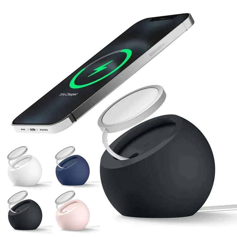 Ball Shape Magnetic Silicone Charging Desk Holder Stand for IPhone 15 14 13 Pro Max for Magsafe Charger Dock Station Accessories