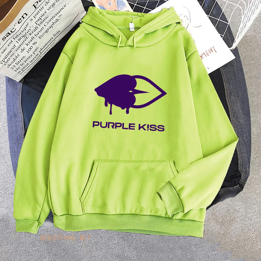 Purple Kiss Hoodies  Girls Band Graphic Printing Sweatshirts Spring Long Sleeve Hooded Pullovers Sudaderas Women/Men Clothes