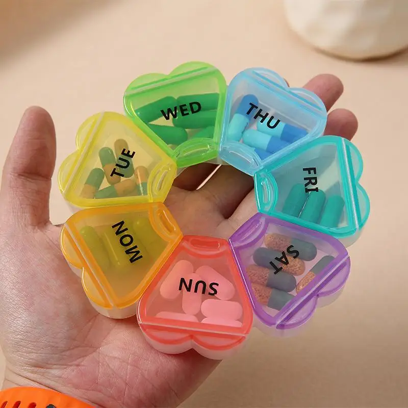 7-Tage Runde Tragbare Medikamenten-Pillendose Kleine Reise-Vitaminbox Behälter Organizer Aufbewahrung für Tabletten Fischöle Werkzeuge – Detail 4