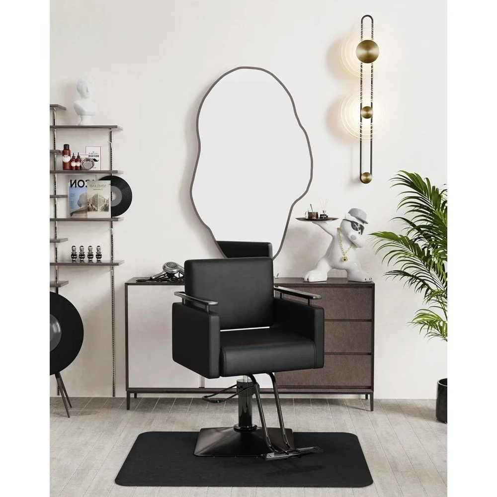 

Salon Chair with Memory Foam Cushioning Seat & Back, Stainless Steel Armrest, 360° Swivel Professional Styling Chair