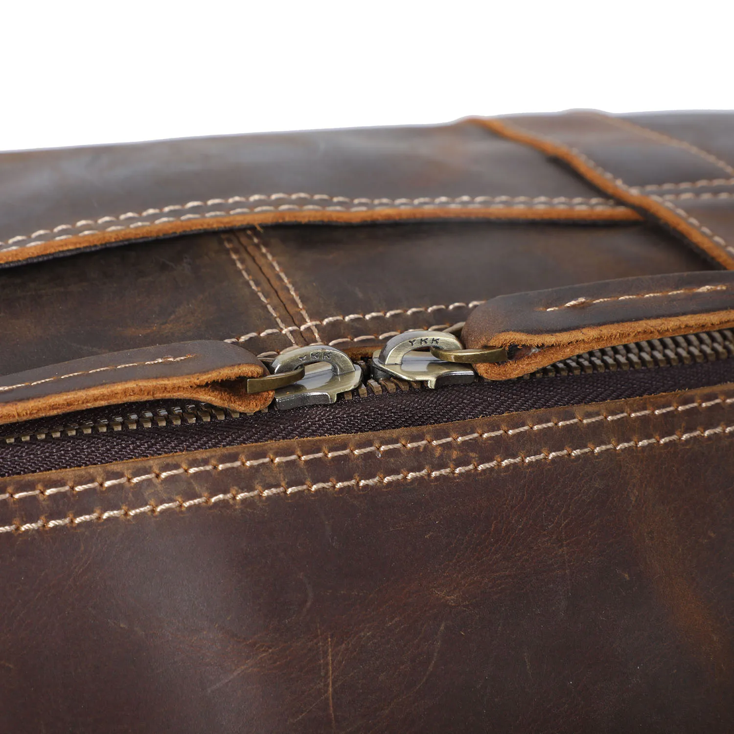 S.WORKER Vintage Vollnarbenleder-Reisetasche für Herren, Echtleder, Große Kapazität, Weekender-Reisetasche – Detail 12
