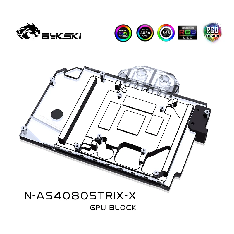 Imagem -02 - Bykski-radiador de Refrigeração de Cobre Bloco de Água para Asus Rtx 4080 Super Rog Strix Cartão Gpu Tuf Gaming Rgb Sync N-as4080strix-x