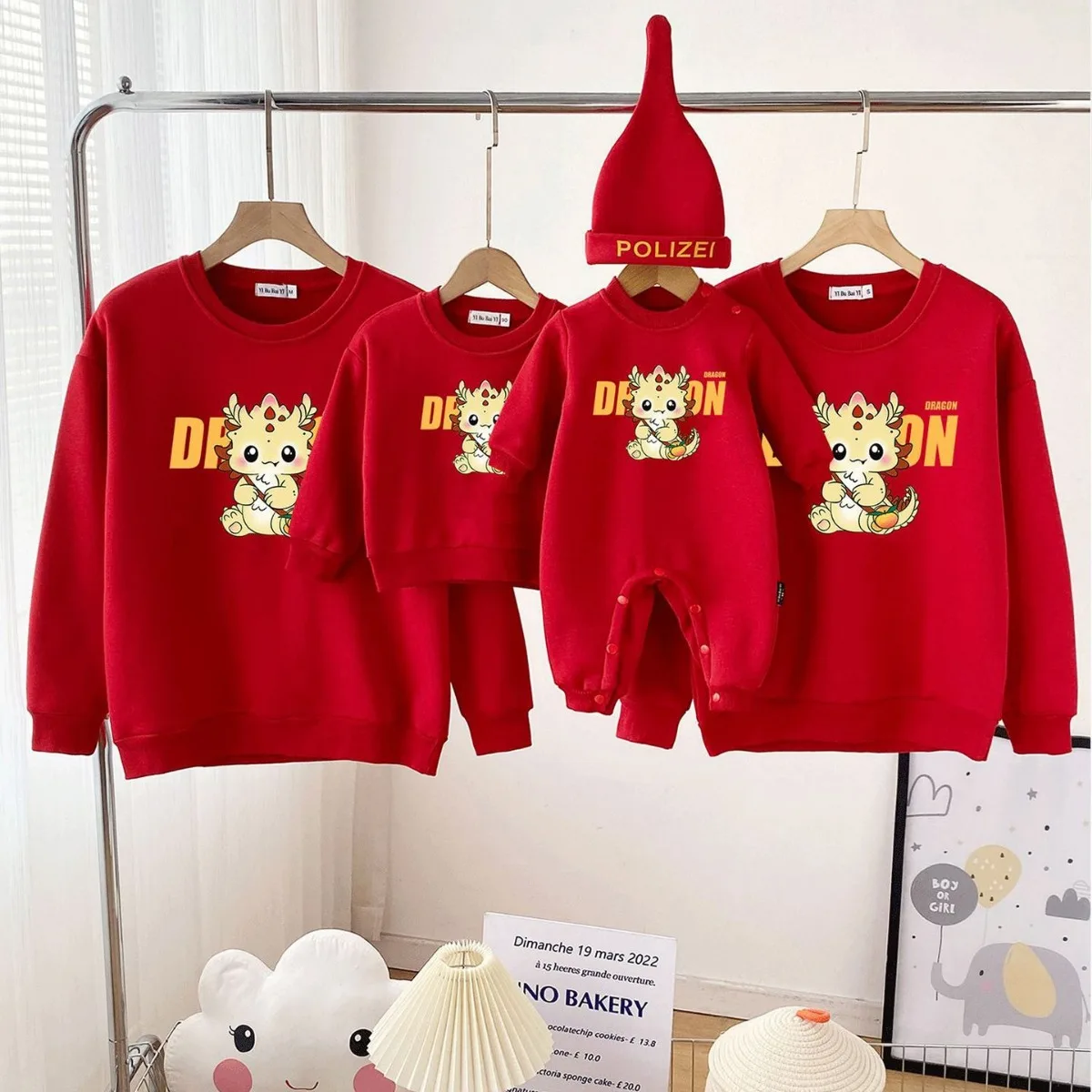 Chinese Dragon New Year Family Long Sleeve Sweatshirt 2024 Winter Autumn Dad Mom and Daughter Son Children Clothes Infany Romper