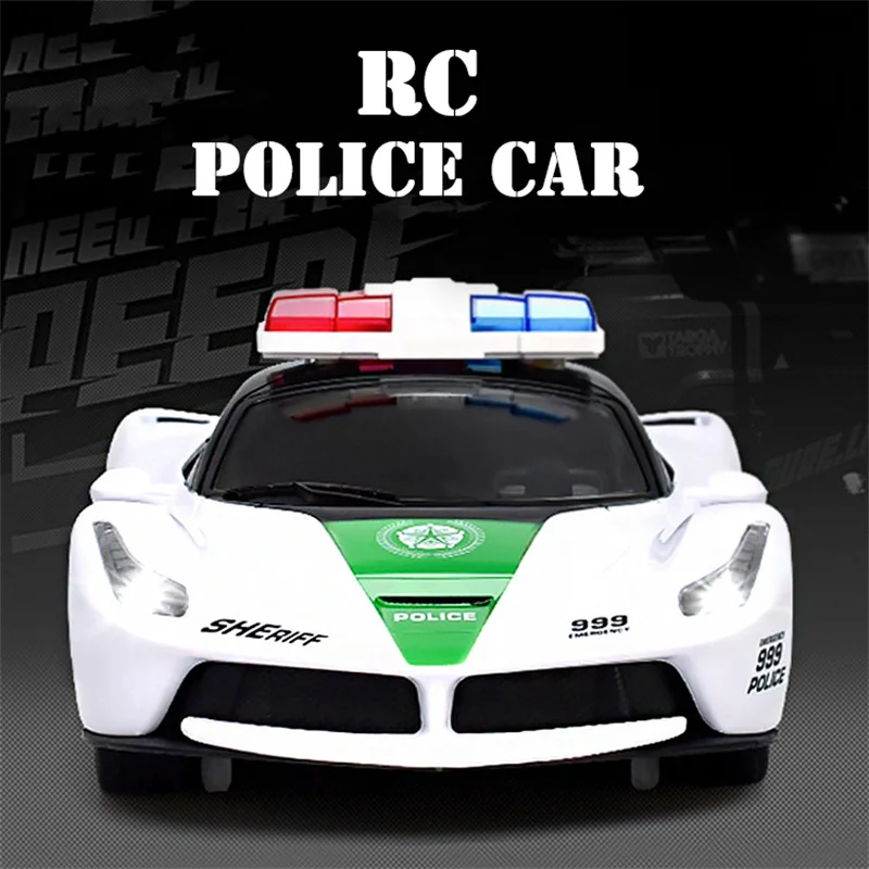 1:16 Remote Control Police Car Toy Four-way High-speed Drift Racing Model Simulation RC Car Toy with Lights Boys Birthday Gift