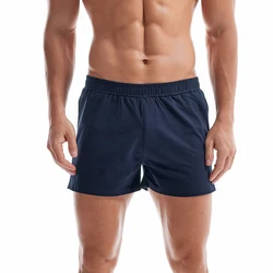 Pantalones cortos de pijama de algodón para hombre, ropa interior transpirable de cintura elástica, color sólido, para correr, Yoga y Deporte