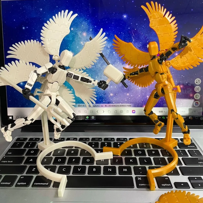 

Six Winged Lucky Doll with Wings Building Blocks 3D Printed 13 Joint Toy with Multiple Levels for Boys To Move DIY StressRelief