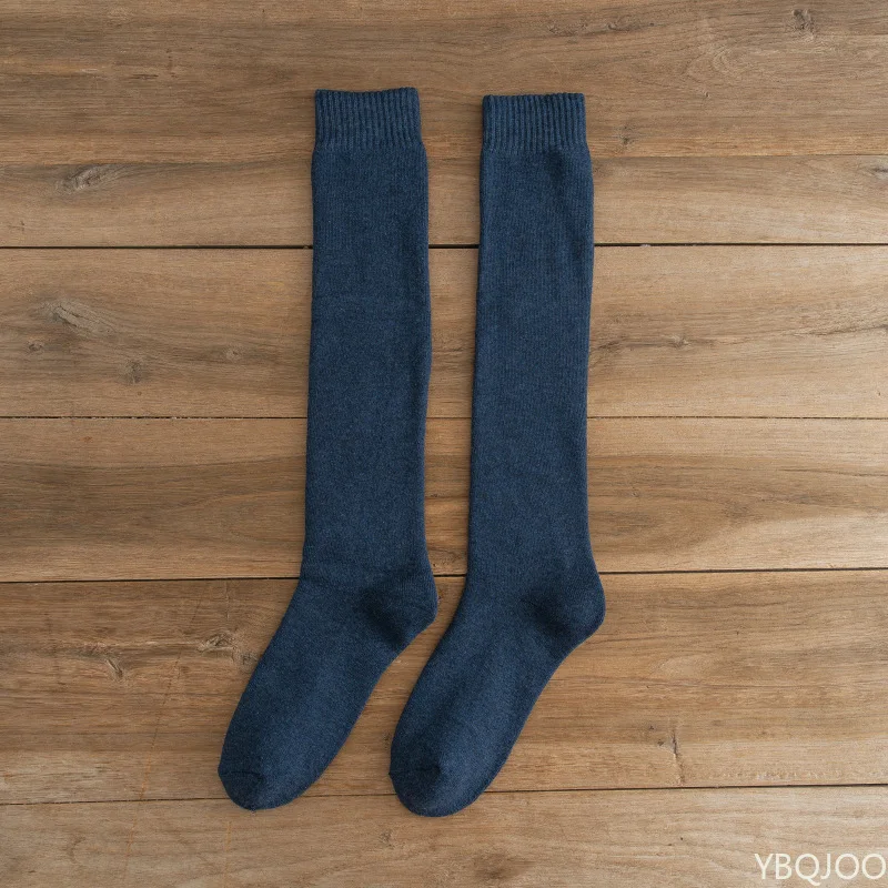 5 pasang kaos kaki panjang pria ukuran besar, kaos kaki betis tinggi untuk musim dingin dengan lapisan bulu tebal, kaos kaki katun panjang berumbai hangat untuk pria