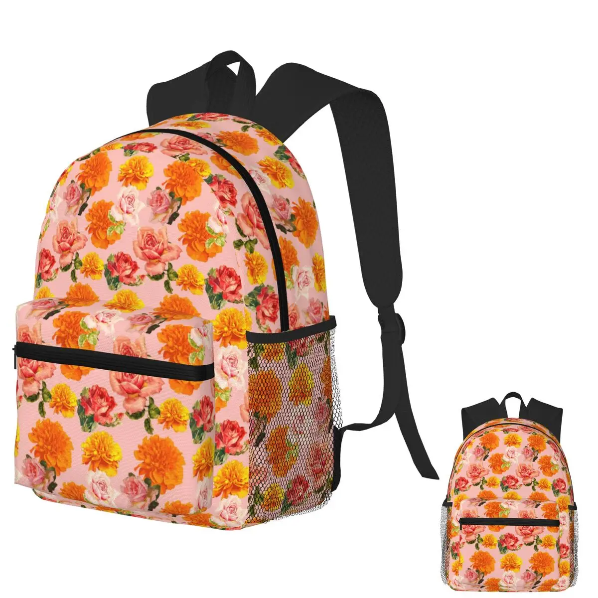 

Marigolds And Roses Student Backpack School Bag Hiking Travel Daypack for Men Women Fashion Bookbag Shoulder Bags