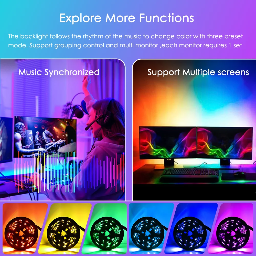 Smart RGB Led Tape PC Ambient Led Backlight Strips For Windows Monitor Sync Screen Ambibox Lighting Kit Desktop Software Control