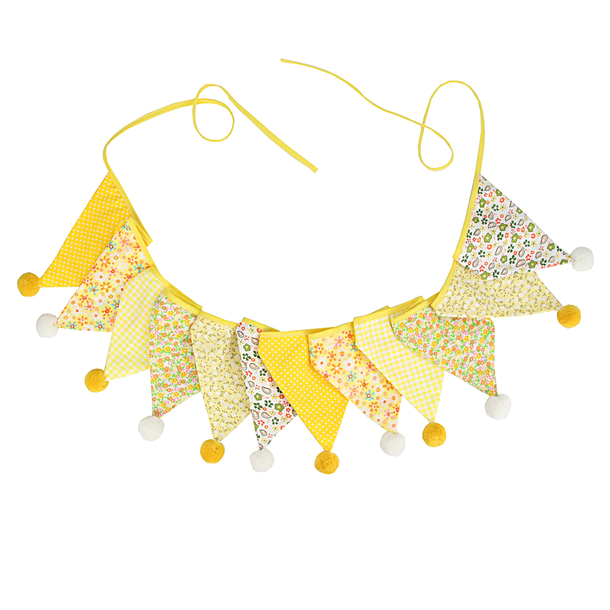 3,2 m Vintage-Blumenstoff-Wimpelkette, 12 Wimpel-Flaggen mit Kugeln, Hochzeit, Party, Dekoration, Banner, Zuhause, Babyparty, Karneval, Girlande – Detail 27