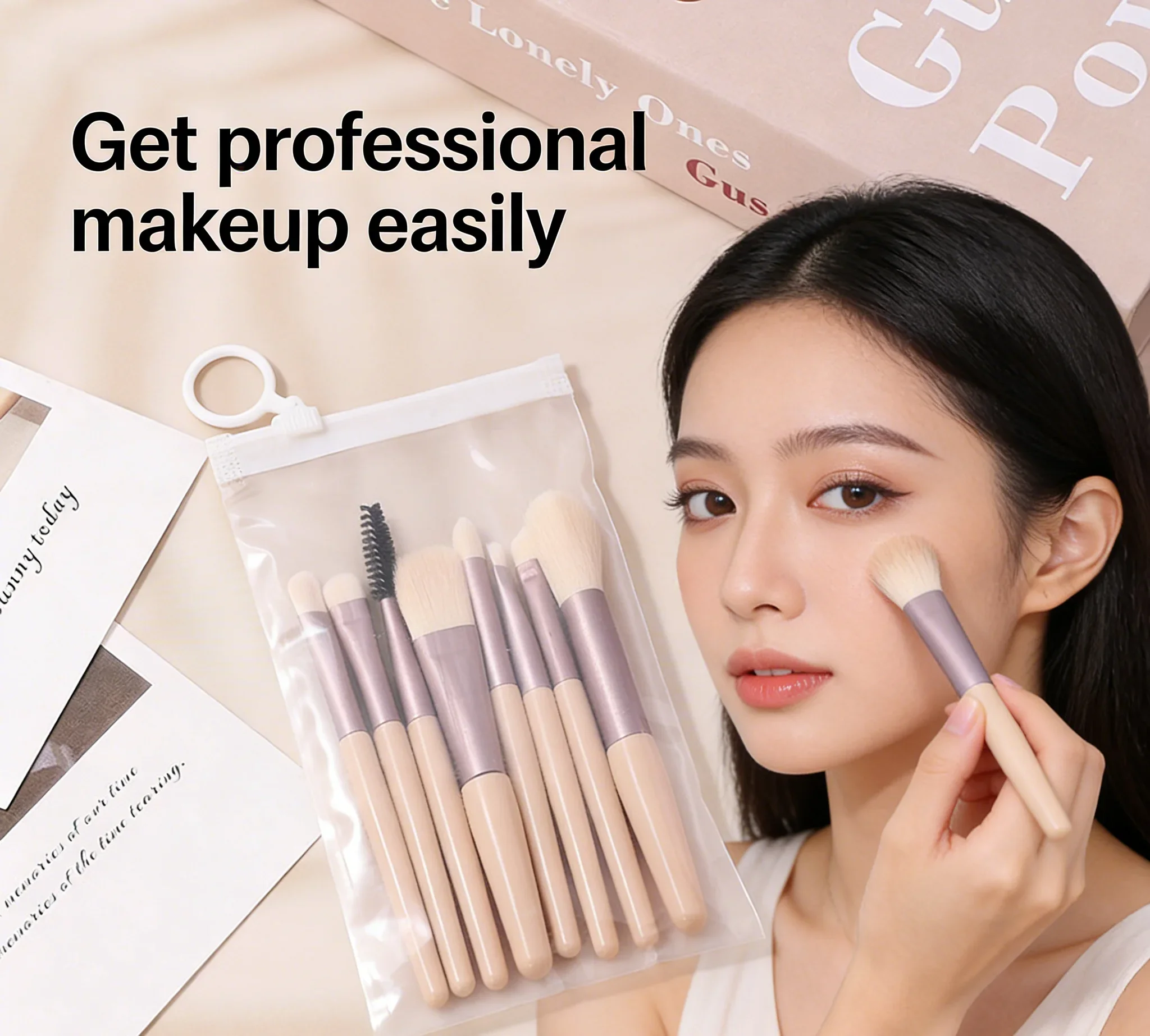 8Pcs Mini Makeup Brushes Set Easter Gift Portable Travel Macaron Color Eyeshadow Blush Kit Cosmetic Tools for Beginners