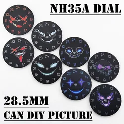 28.5mm Man's watch dial NH35 dial DIY logo custom creative icon dial suitable for SKX007/7S26/NH36/NH35 Automatic movement