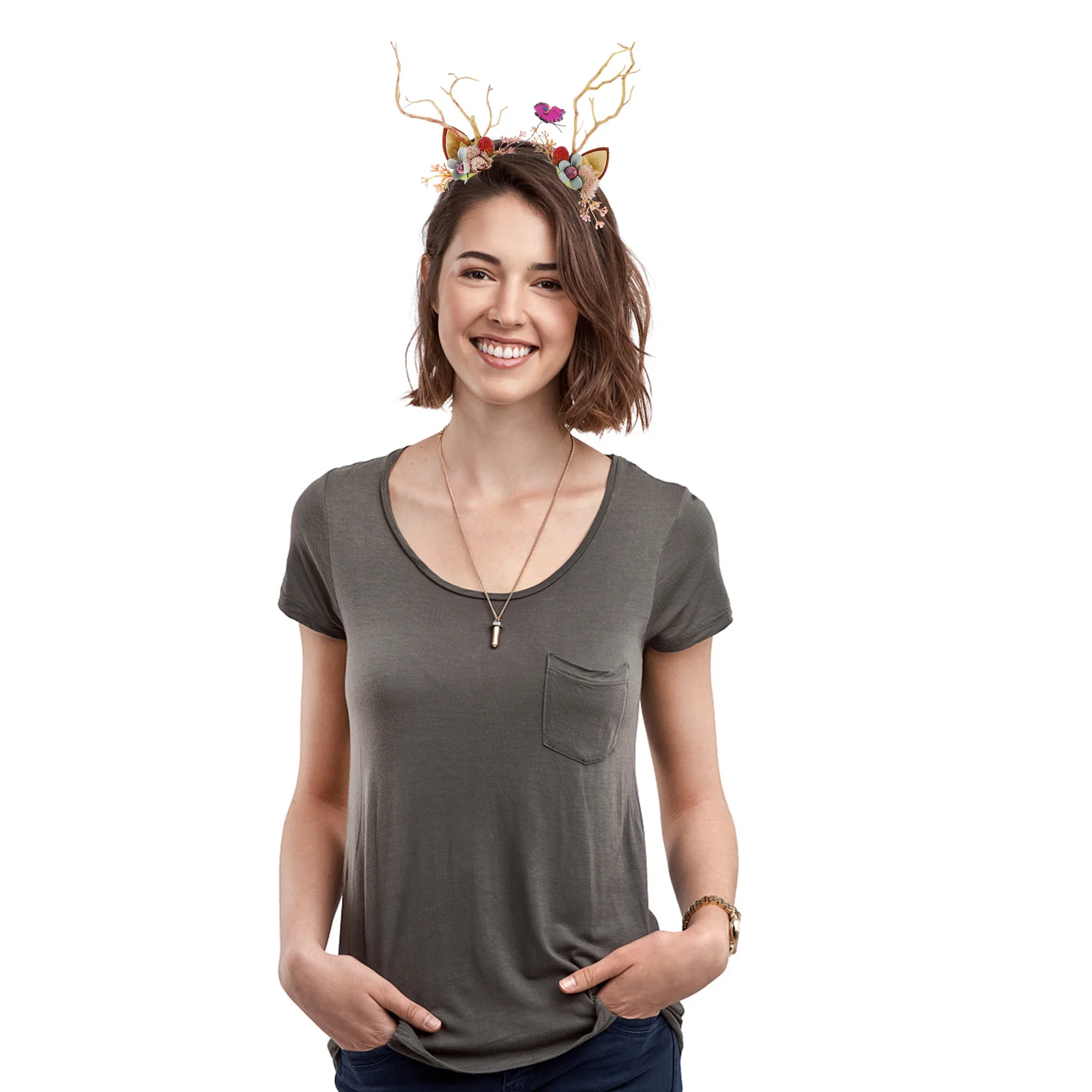 

Simulation Tree Branch Antler Headband Durable Christmas Hair Hoop For Masquerade Party Carnival Halloween Easter New Year