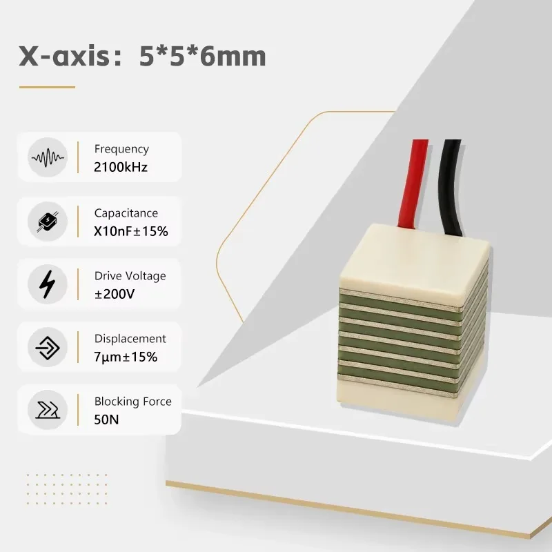 Horizontal X-axis Shear Piezo Actuators 7μm Displacement 5*5*6mm Shear Piezo Ceramic square Applied to Piezoelectric Motors