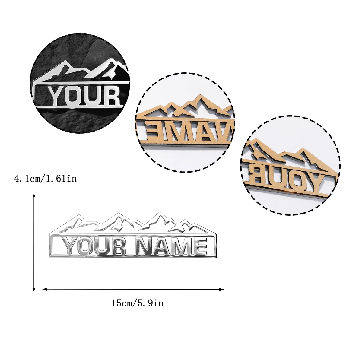1PC 3D Metal Mountain Customized Logo Rear Trunk Side Fender Car Emblem Badge Decals For Auto Stickers Waterproof Accessories image 6