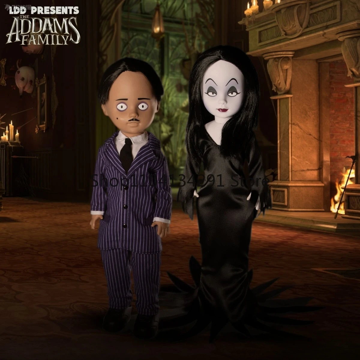 Original MEZCO Antiguo 10 pulgadas LDD Living Dead Doll Series: La Familia Addams - Figuras Mr. y Mrs. Addams, Fester y Moe