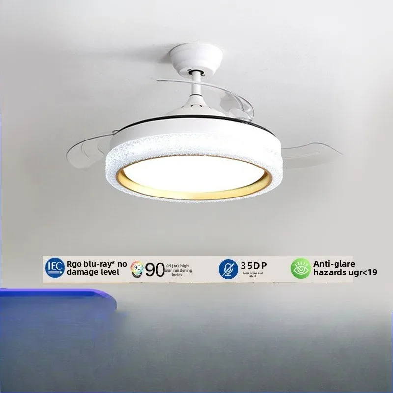 

Living Room Colorful Bluetooth Dimming Fan Light Bedroom Frequency Conversion Silent Ceiling Fan Light