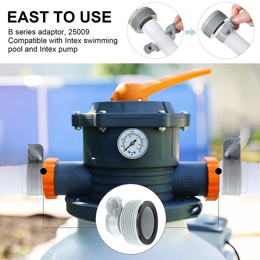 Pool Hose Adapter for Sand Pump Replacement Hose Adapter Pool Pump Part with Plunger Valve for Intex Swimming Pool Accessories