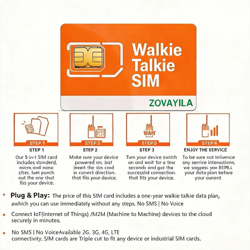 Walkie Talkie Sim Card No Fee Oceania Contract 300MB/30 Days 4G M2M IoT SIM for ZELLO POC Devices for K300 Etc. - view 3