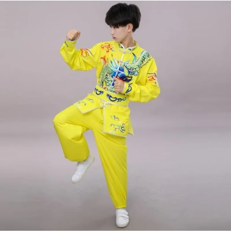 

2025 китайский детский традиционный комплект тай-чи ушу кунг-фу для боевых искусств, винтажный костюм для выступлений, костюм кунг-фу с принтом дракона