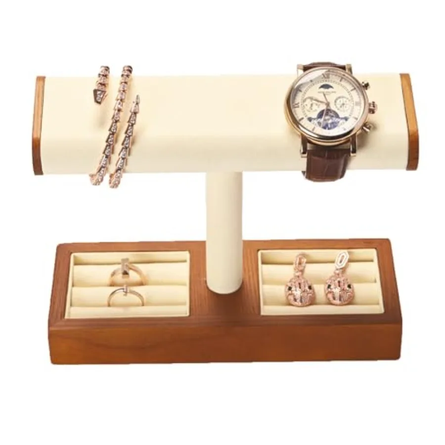 

Подставка для часов из цельного дерева, Т-образный держатель для часов, органайзер для мужчин и женщин, подставка для ювелирных изделий, подставка для магазина и дома, кремовый белый цвет