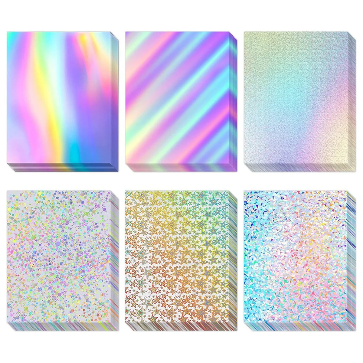 

120 Sheets Holographic Cardstock 8.5 X 11, 250gsm/92lb Metallic Cardstock Glitter Shiny Iridescent-Mirror Paper