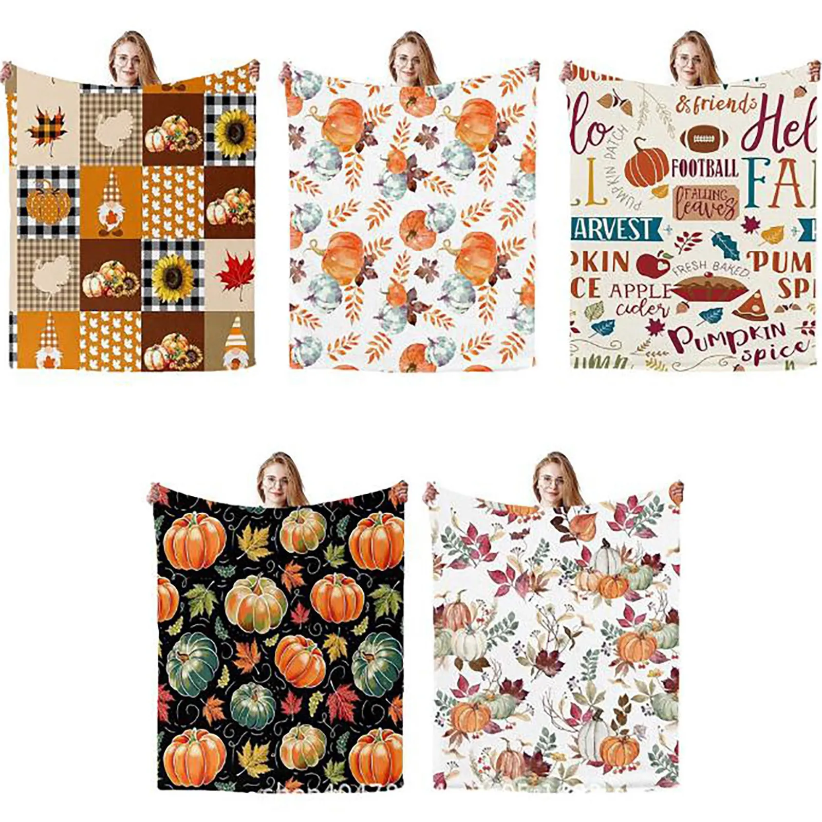 Thanksgiving Pumpkin Throw Blanket Super Soft Warm Flannel Throw Blankets Portable Couch Bed Blankets Fall Gift Blankets