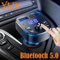 YIJU Car Bluetooth 5.0 FM Transmitter Wireless Adapter Mic Audio Receiver Auto MP3 Player Dual USB Fast Charger Car Accessories