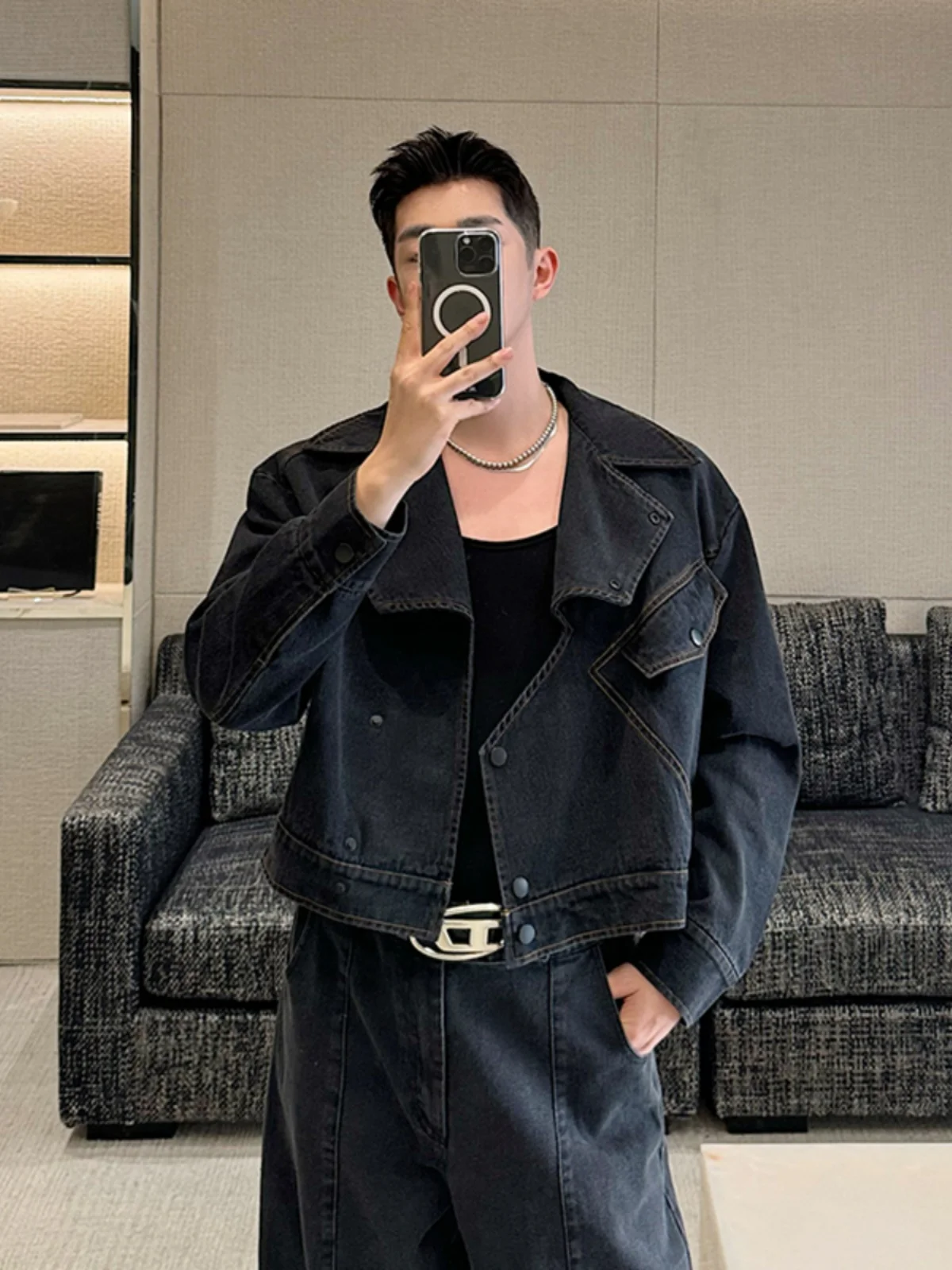 

Waed Denim ort Jaet Spring Season 3D Tailoring Irregular ket Design Youth Trendy Outerwear Loose Fit All Seasons