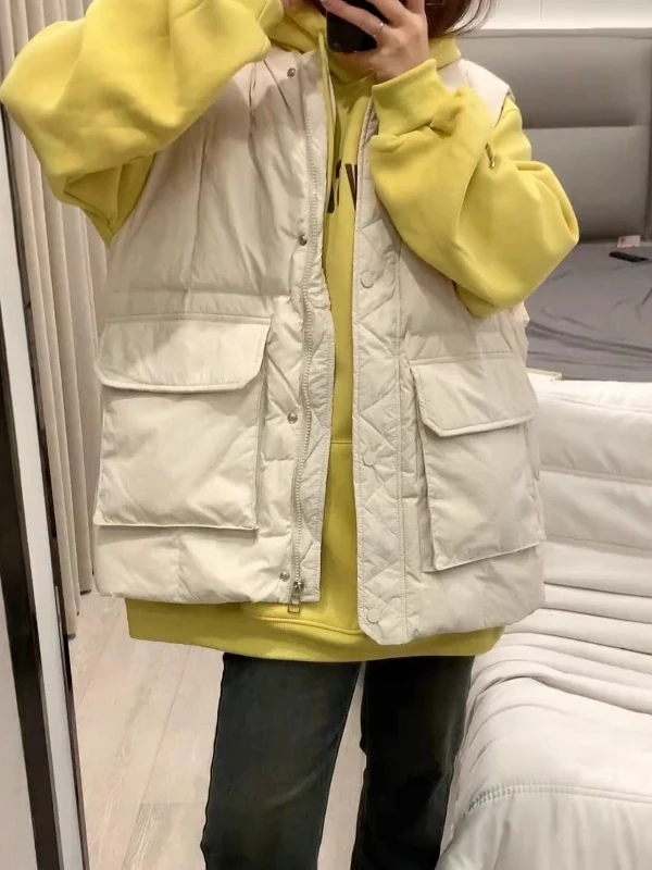 

plus Size Women's Faionable Outerwear Cotton Vest Tank Top Autumn Winter New Sle Slimming Cotton Jaet Vest Coat