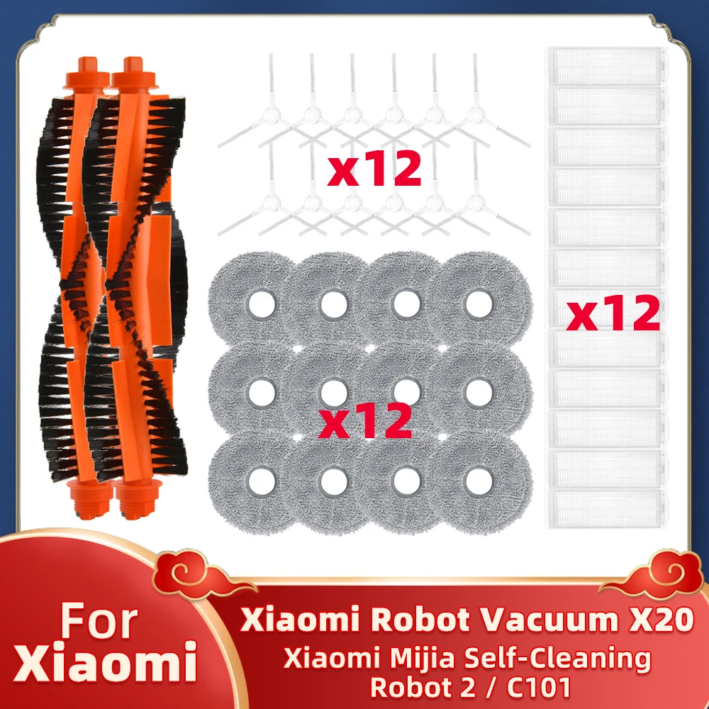 Fit For Xiaomi Robot Vacuum X20 / Xiaomi Mijia Self-Cleaning Robot 2 / C101 Main Side Brush Hepa Filter Mop Cloths Spare Parts