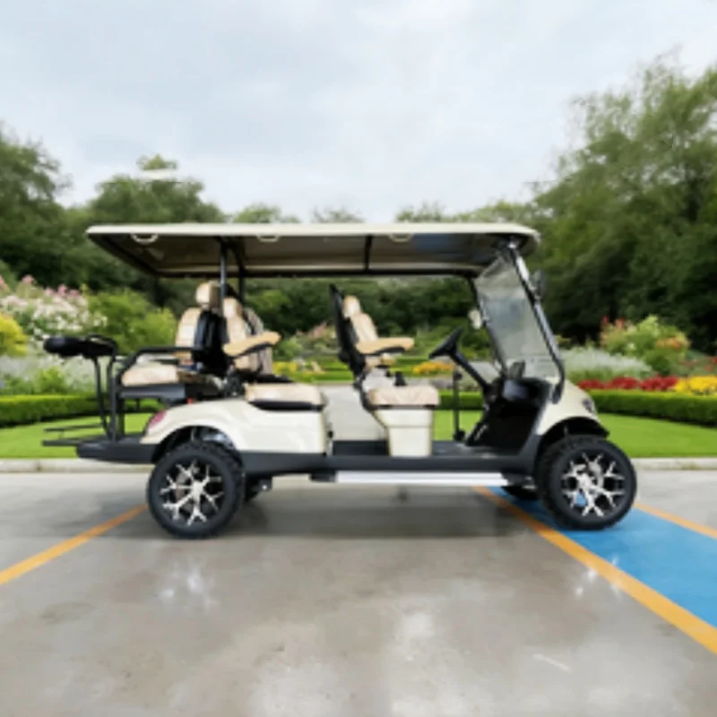 Manufacturer Custom Electric Golf Cart Brown High-End Seats Armrests Gear Adjustment Double Wishbone Independent Suspension