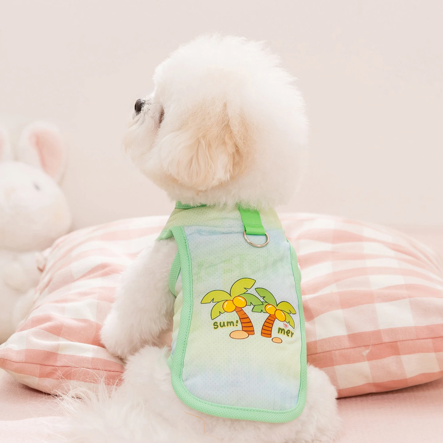 Teddy Strandweste Insel-Hundebekleidung Sommer Dünner Pomeranian Pullover Ärmelloses Haustier-T-Shirt mit Zugriemen