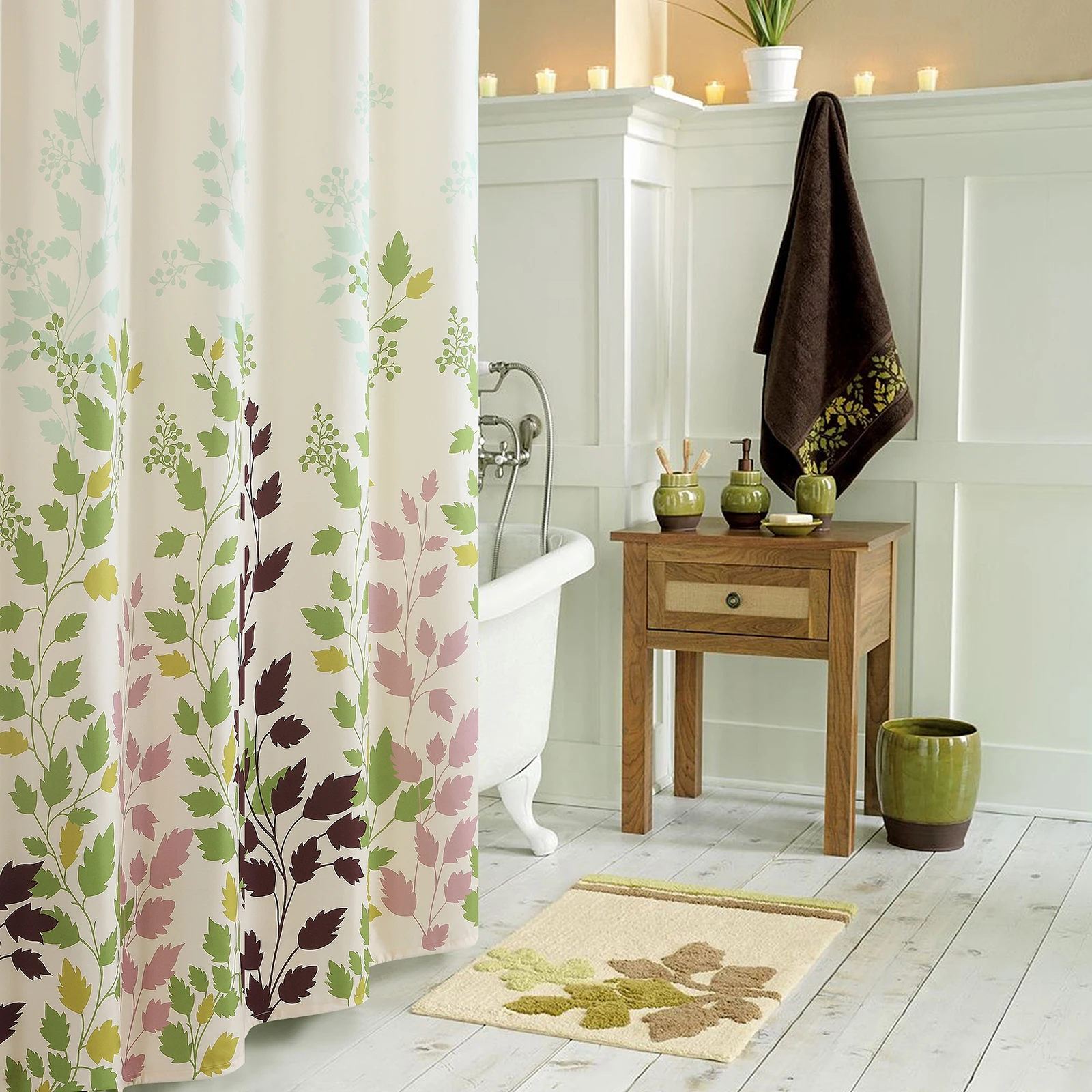 

Тюльпан, зеленый цветочный весенний цветок, полиэфирная ткань цвета слоновой кости, водонепроницаемая деревенская занавеска для душа с принтом, свежая занавеска для душа