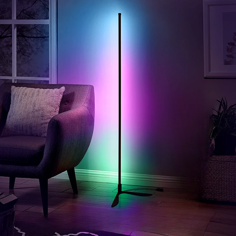 Minimalista 3 emenda RGB lâmpada de assoalho, abajur, remoto, dimmable canto luz, KTV, bar, decoração do quarto, ambiente do quarto