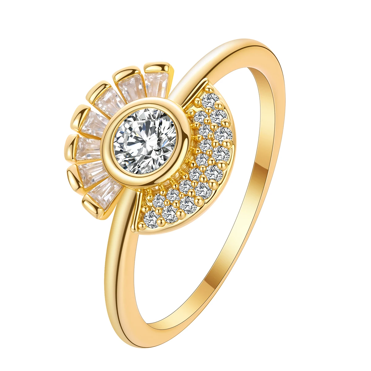 Todorova Unique Sun Cluster Bezel Engagement Ring Promise Gift Jewelry for Her