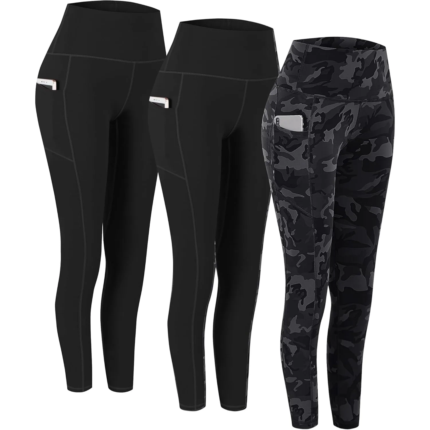 

ZENFLEX 3 Pack High Waist Yoga Pants,Yoga Pants for Women Tummy Control Workout Pants 4 Way Stretch Leggings with Pockets