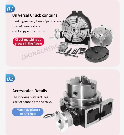 4inch Three-jaw Chuck Milling Machine Indexing Head Rotary Table Universal Indexing Plate Rotating Vertical Horizon