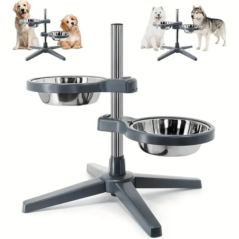 Lift dog bowl, detachable pet bowl, stainless steel food bowl, cat bowl, anti knock rack bowl, dog bowl