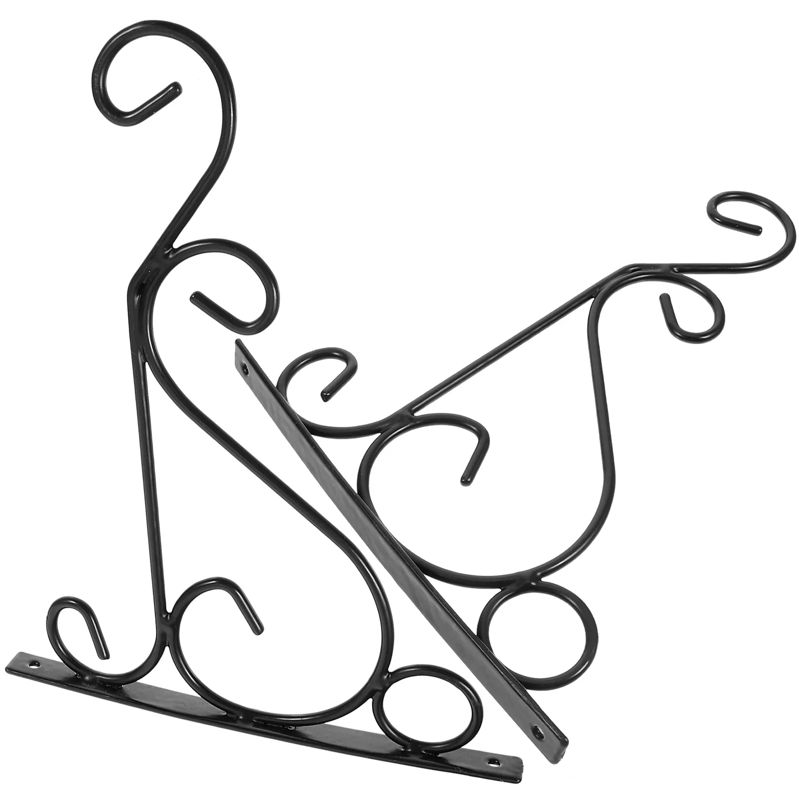 

Rustic Iron Wall Hooks Black Hanging Plant Bracket Decorative Storage Rack Wrought Triangular Structure Garden Use