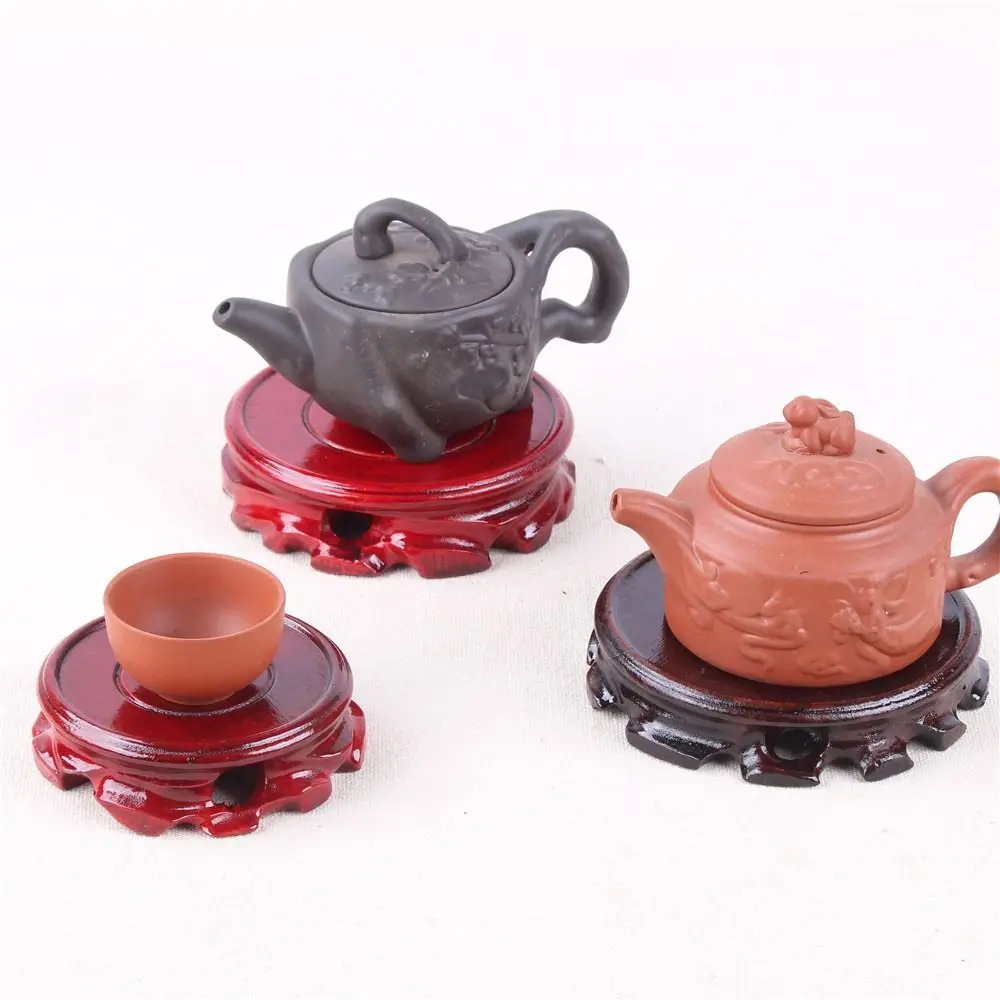 Home Round Planters Stand Ornaments Display Fish Tank Vase Seat Pot Trays Wooden Flower Pot Tray Garden Supplies