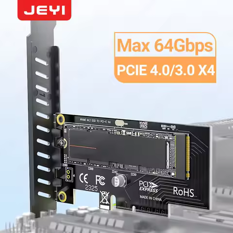 JEYI M.2 NVME to PCIe 4.0 3.0 SSD Adapter, 64Gbps PCIe 4.0 X4 X8 X16 Expansion Card for Desktop PC , PCI-E GEN4 GEN3 Full Speed