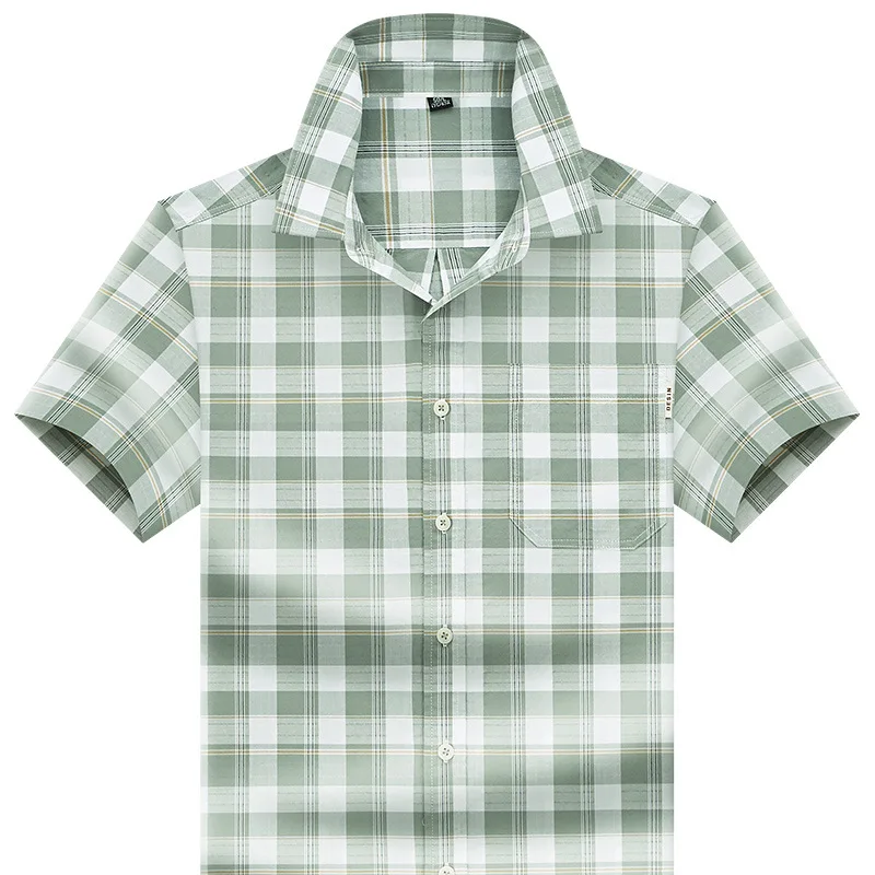 Cotton Woven Comfortable Breathable Business Men Short-sleeved Shirt Men