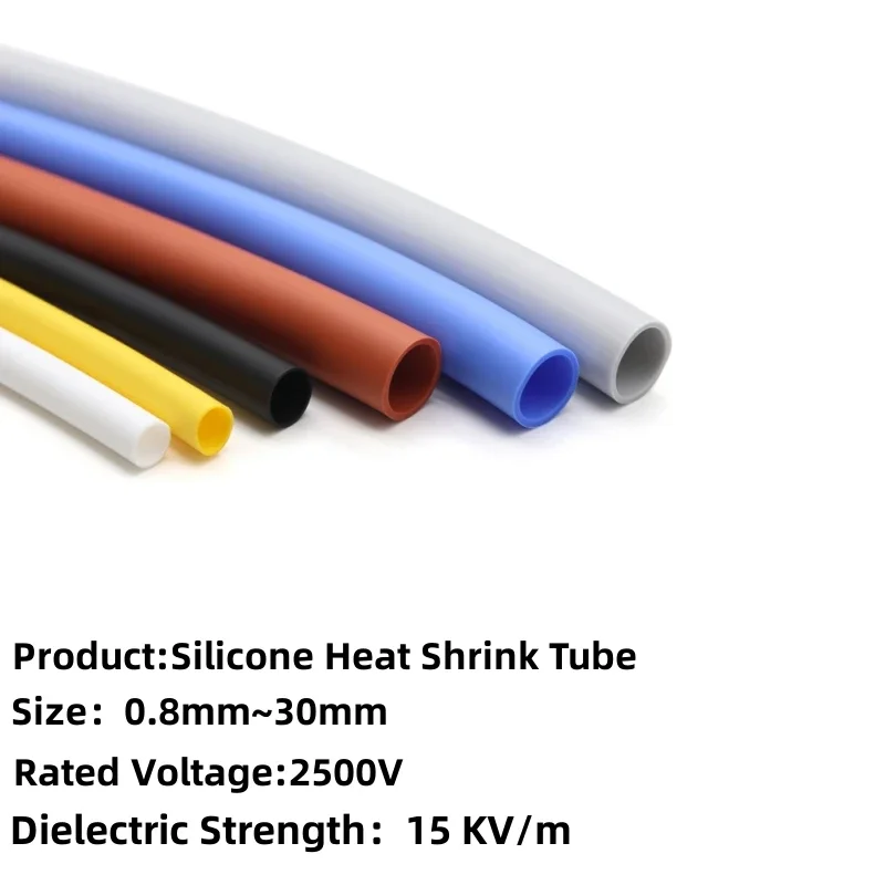 

Diameter 0.8~30mm Soft Silicone Heat Shrink Tube Cable Sleeve Elastic Insulated 2500V High Temperature Wire Wrap Line Protect