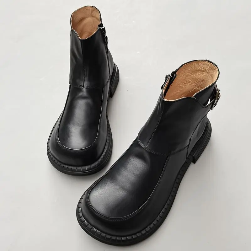 Męskie botki motocyklowe z naturalnej skóry, sztyblety derby z szerokim noskiem, skóra bydlęca, szerokie stopy, wysokie buty męskie, wiosna-jesień