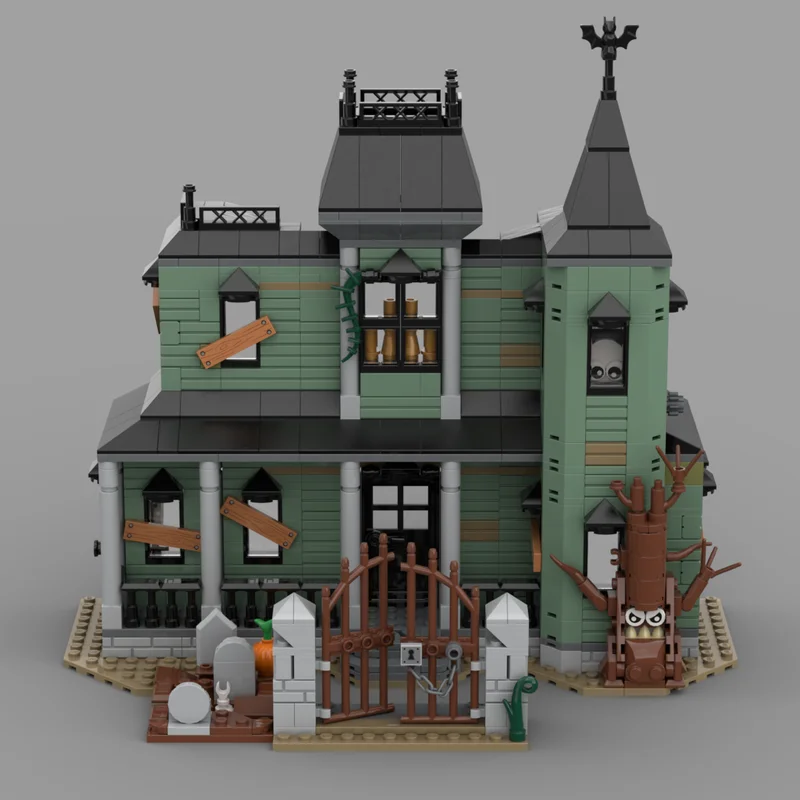 958PCS MOC Haunted Elegant Home Architecture Model Detailed Construction Precision Assembly Brick Showcase Decorative Toy Gift