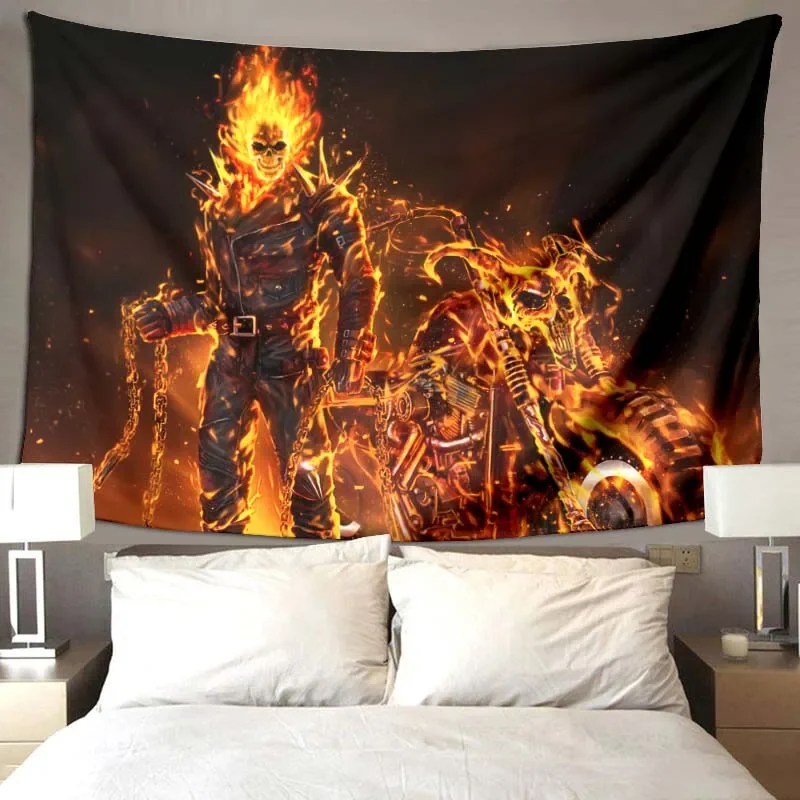 3D printed flame rider motorcycle blanket, soft comfort blanket for living room sofa, bedroom decoration blanket, exquisite gift