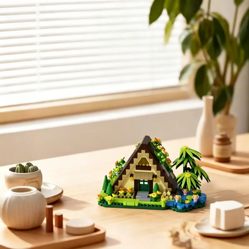 Ensemble de blocs de construction Four Seasons Cottage, kit de modèle de maison miniature rétro avec